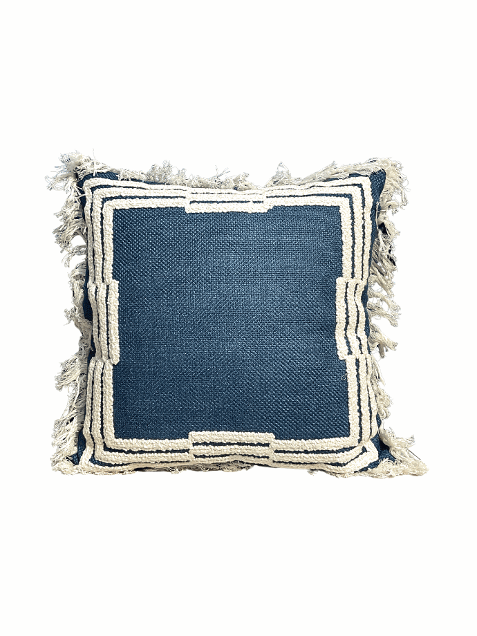 Cushion BLUE Bord Boucle GEO by Decortextil