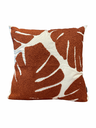 Big terracotta banana leaf cushion by Decortextil