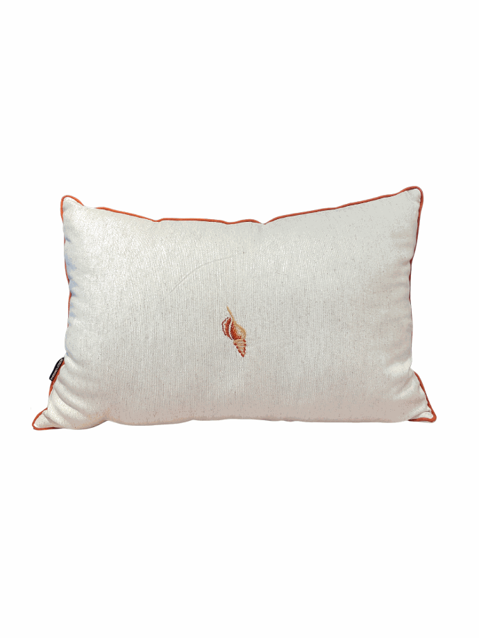 Coastal terracotta S-Seashell Cushion by Decortextil