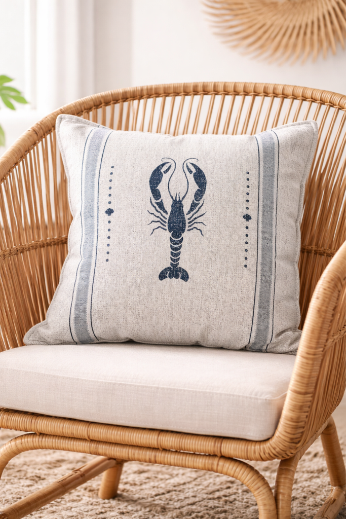 Cushion Cover Navy Blue Single Lobster by Decortextil