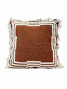 Terracotta border fringe cushion by Decortextil
