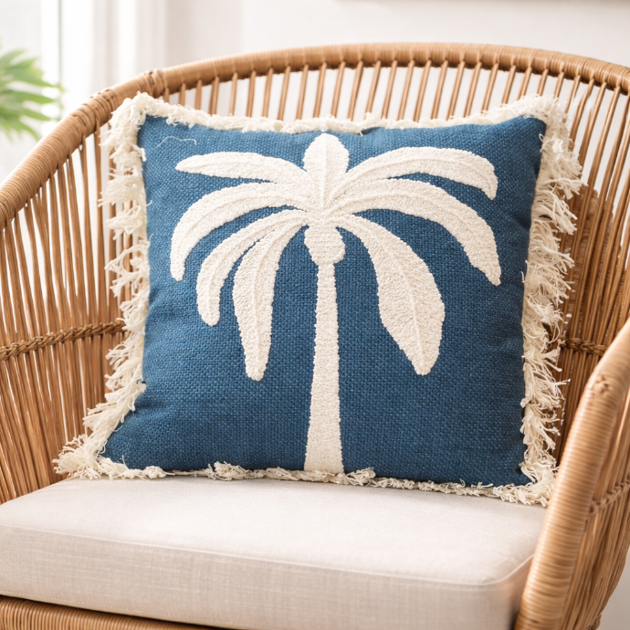 Cushion Cover Blue Palm by Decortextil