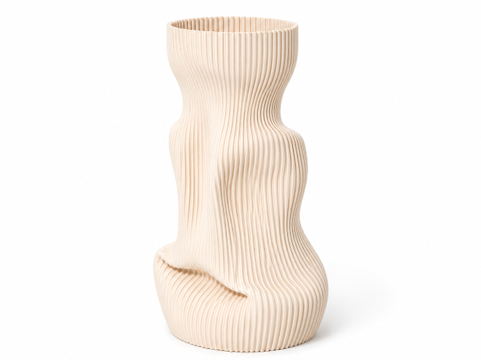 Vase Wrinkle L Beige by É Pedra