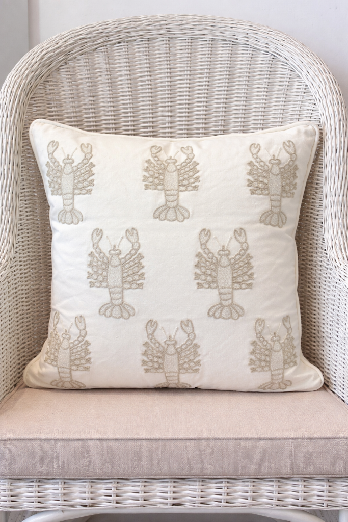 Beige Lobster Thread Cushion Cover  By Decortextil