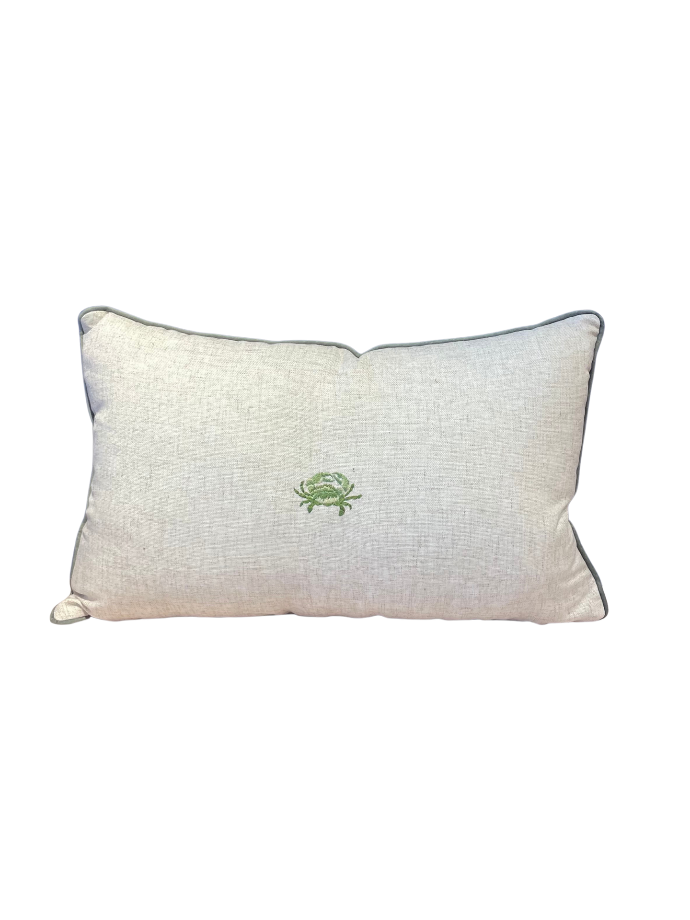 Coastal Green Border Crab Cushion By Decortextil