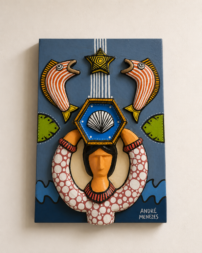 Wall Painting Woman and Shell by Andre Menezes