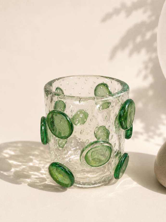 Vase Catapora Crystal with Green Detail by Gileno Design