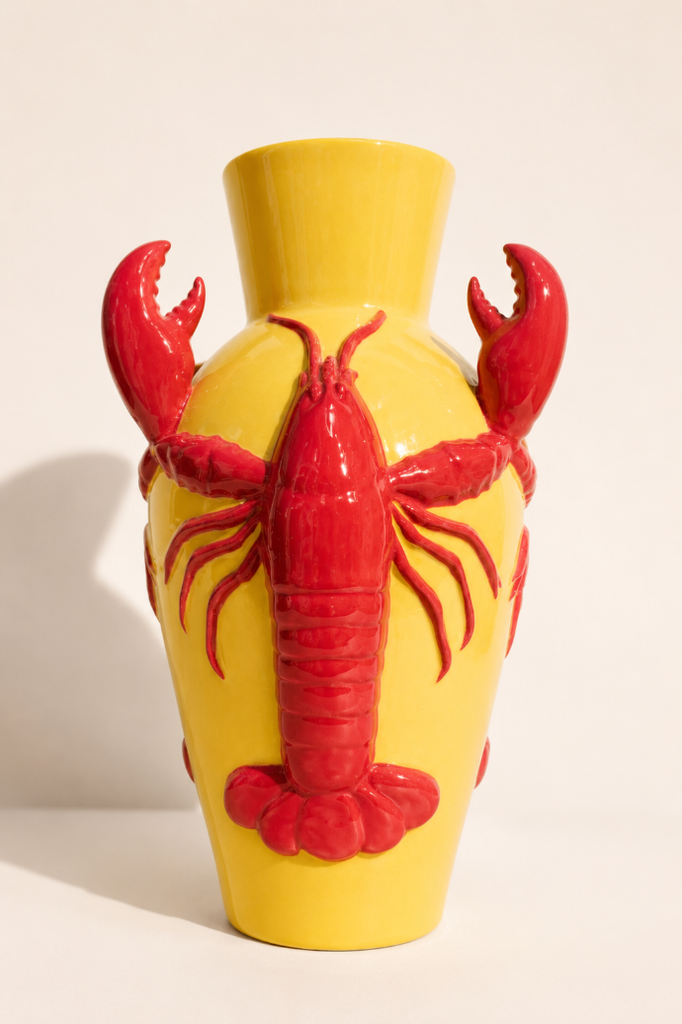 Vase Tall Yellow Lobster by Camistef Design Concept