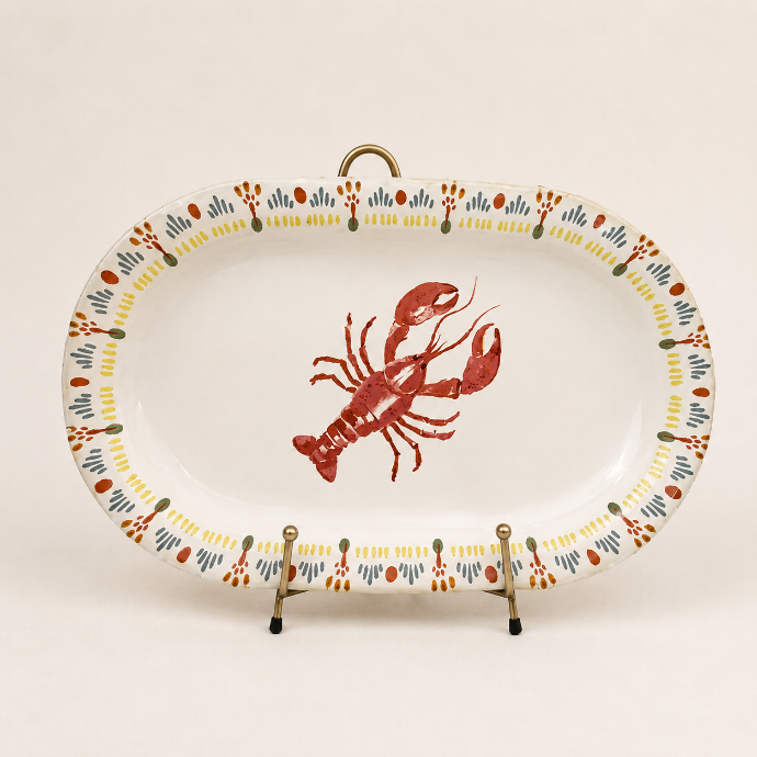 Serving Dish Multicolor Lobster Pattern by Camistef Design