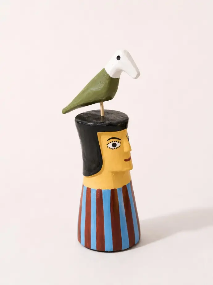 Sculpture Head with Bird Small 2 by Cícero from Ilha do Ferro