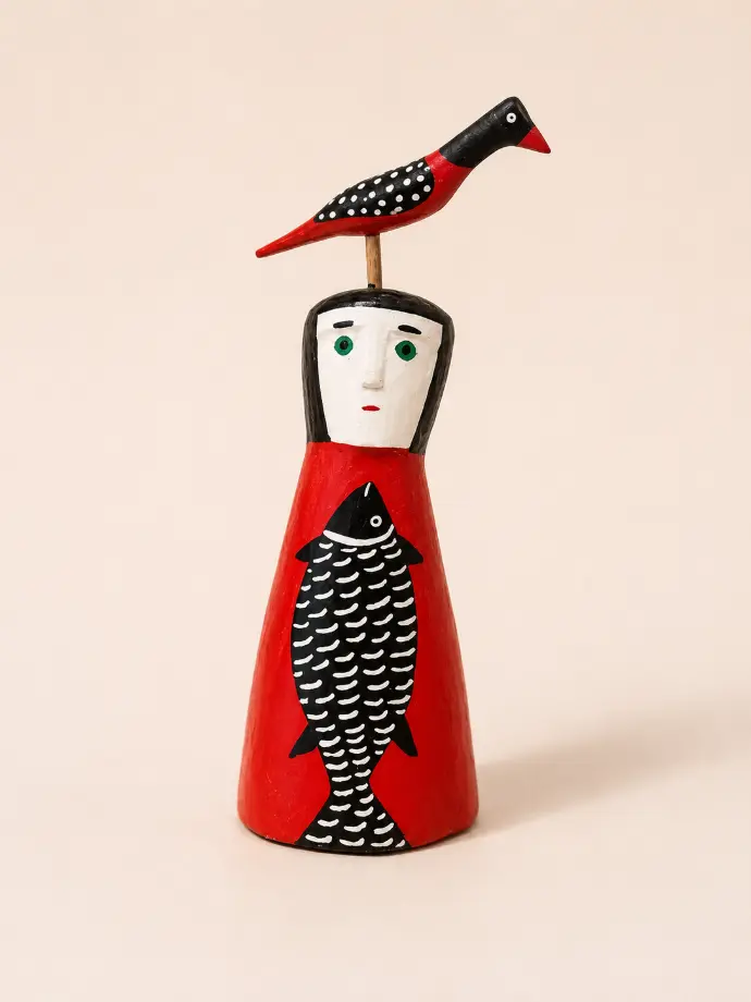 Sculpture Head with Bird L 2 by Cícero from Ilha do Ferro