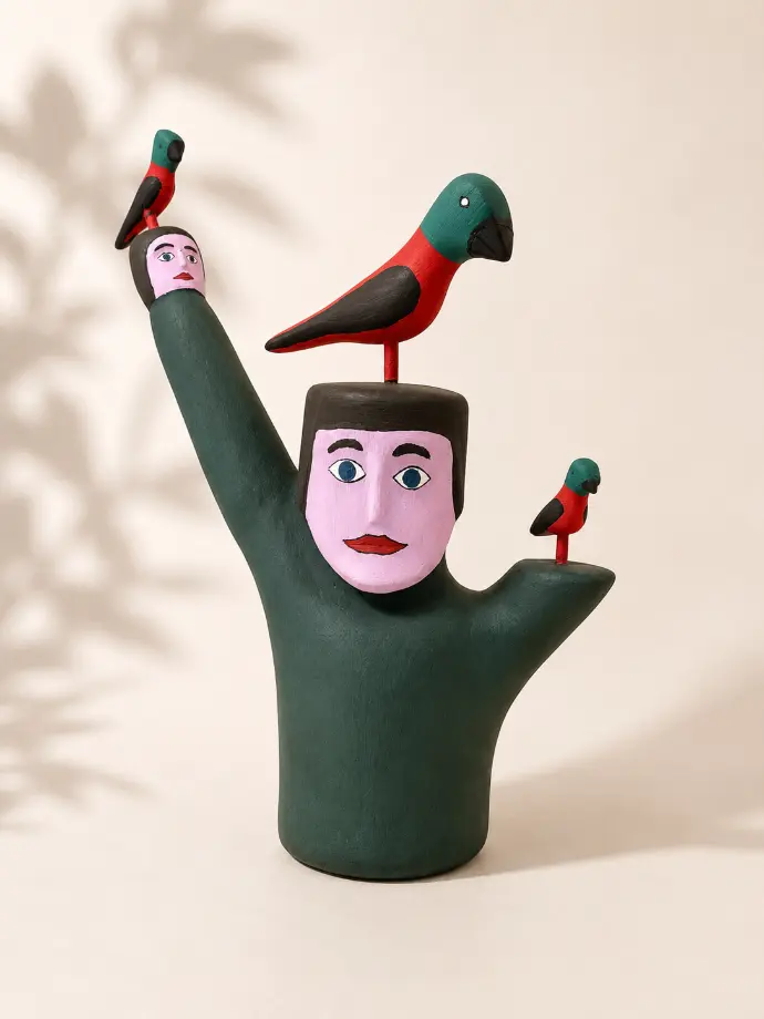Totem Double Head Green by Zé Crente from Ilha do Ferro