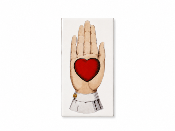 Heart in hand tile 10x20cm by Greghi
