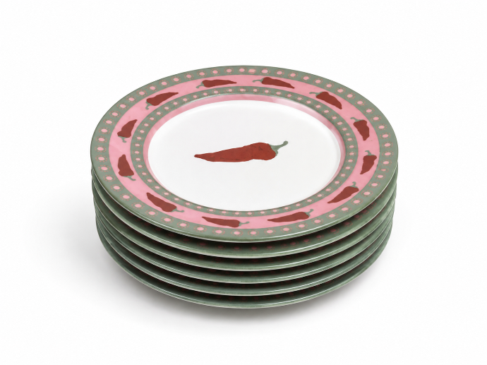 Dessert Plates Set 6 Hot Pepper by Camistef
