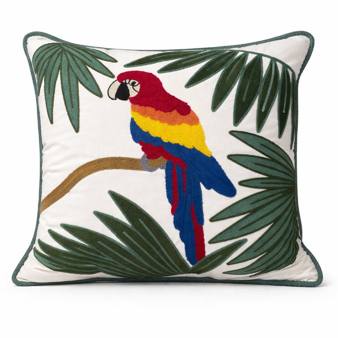 Cushion Cover Parrot embroidered by Decortextil