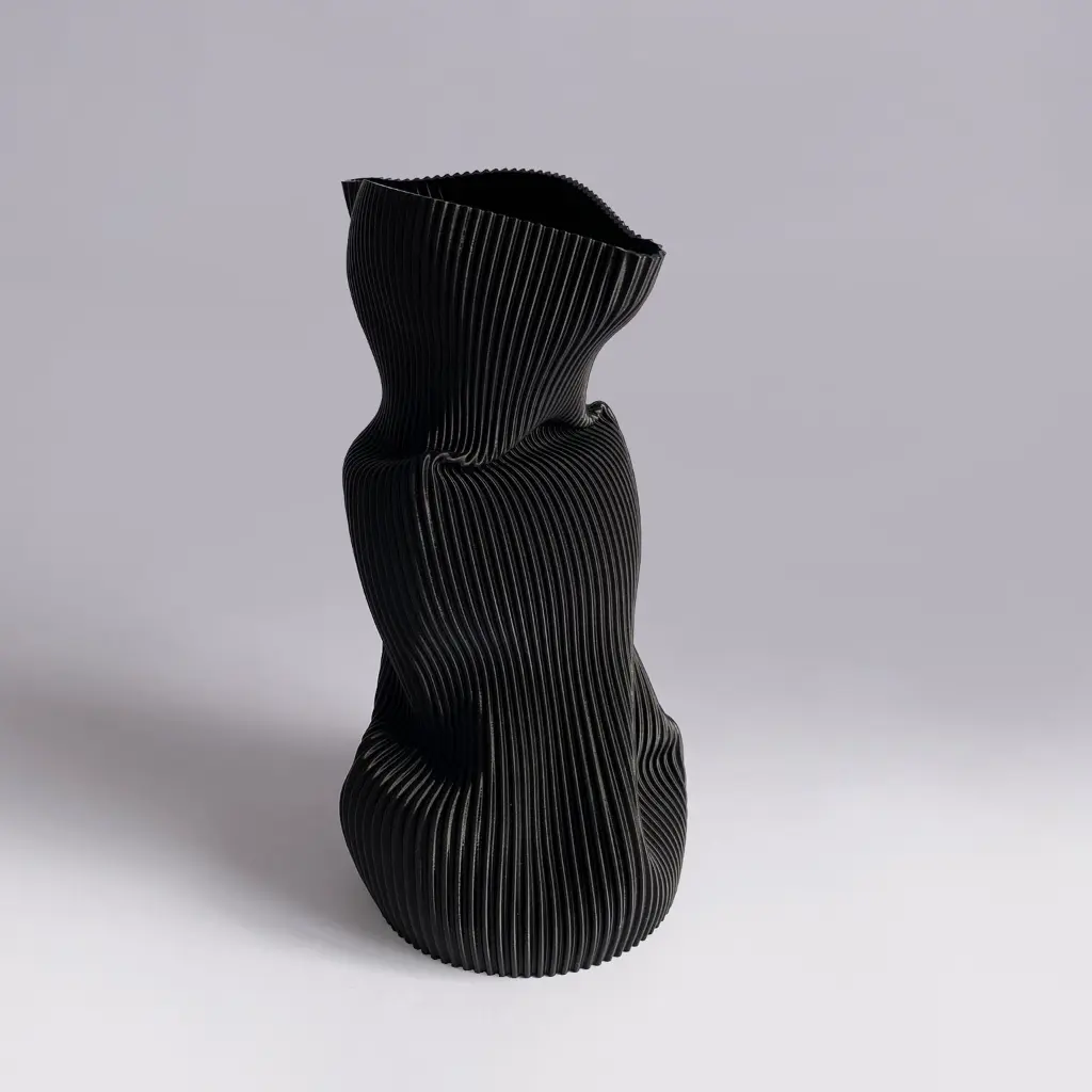 Vase Wrinkle L by É Pedra BLACK