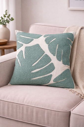 [dec00004] Big Sage banana leaf cushion by Decortextil