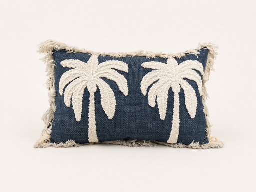 [dec000032] Cushion Cover Double Palm Trees Navy by Decortextil