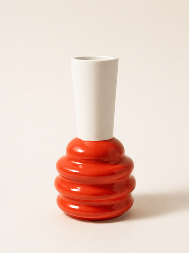 [hol0007] Vase Fole S White/ Red by Holaria