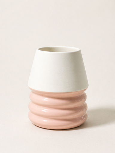 [hol0005] Vase Fole M White/ Pink by Holaria