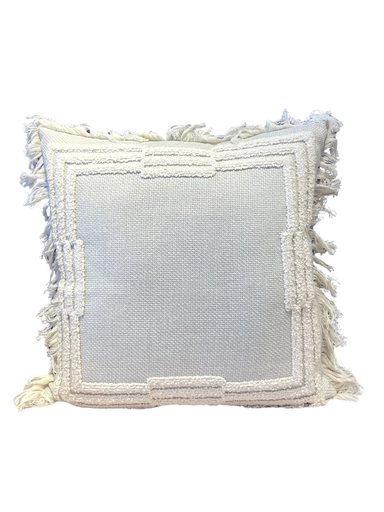 [dec00002] Beige Border Fringe Cushion By Decortextil