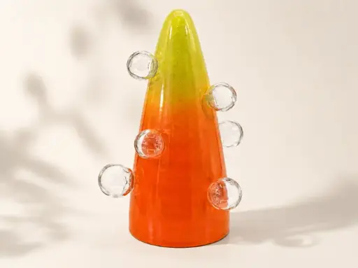 [nak0001] Sculpture Orange & Yellow Glass Ceramic by Naka Cerâmica