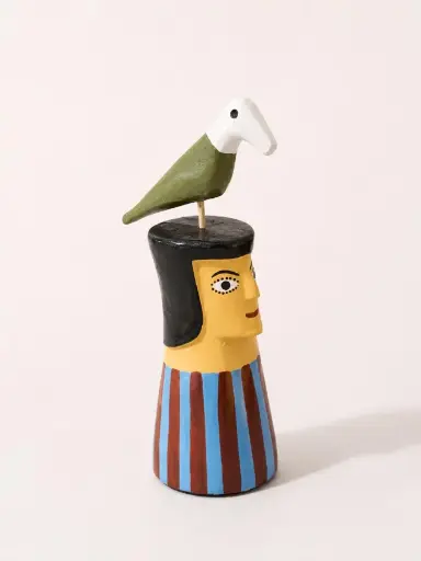 [cic0005] Sculpture Head with Bird Small 2 by Cícero from Ilha do Ferro