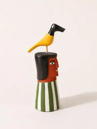 [cic0007] Sculpture Head with Bird Small 4 by Cícero from Ilha do Ferro
