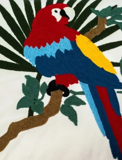 [dec000025] Cushion Parrot embroidered by Decortextil