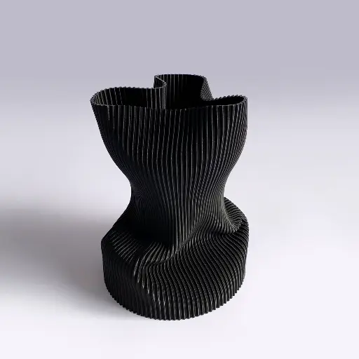 [epe00020] Vase Wrinkle M by É Pedra BLACK
