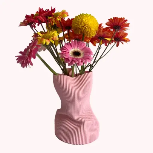 [epe00015] Vase Wrinkle M Pink by E Pedra