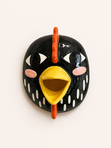 [cer0005] Chicken Black Wall by Ceramiquinho